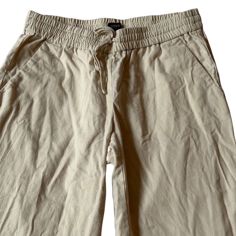 J.Crew Linen Cotton Drawstring Pants Minimalist Women 6 Beige Summer Breathable - Picture 3 of 9